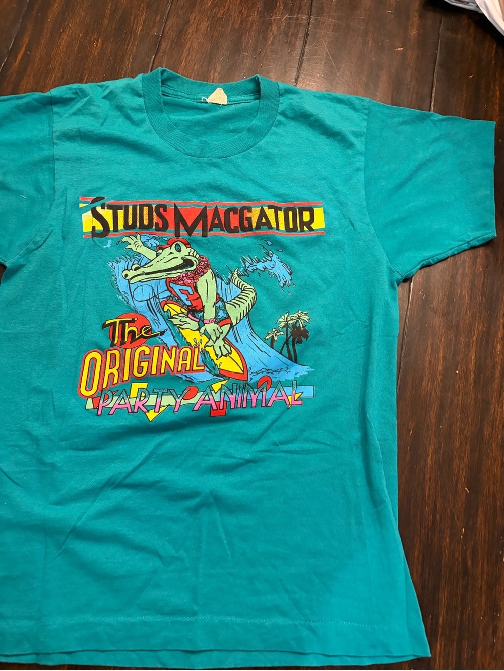 Studs MacGator Teal Graphic Tee - The Original Party Animal ultimate vintage -Sm